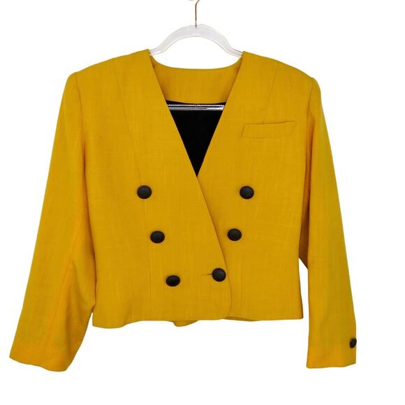 1970s Vintage Yellow Blazer Jacket Medium - Picture 2 of 4